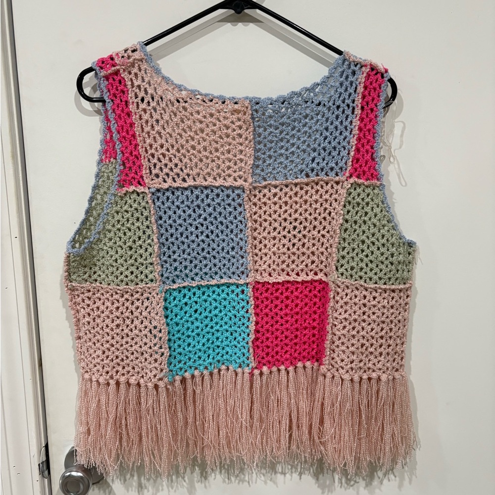 POL Colorful Patchwork Fringe Tank Top - Picture 4 of 6